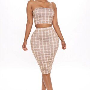Another Vibe Skirt Set - Taupe/combo